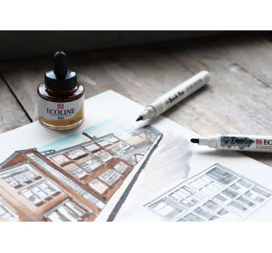 Talens Ecoline Duotip "Schwarz-Grau-Set"