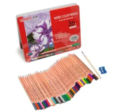 VBS Aquarellstifte, 36 Farben, in Metallbox