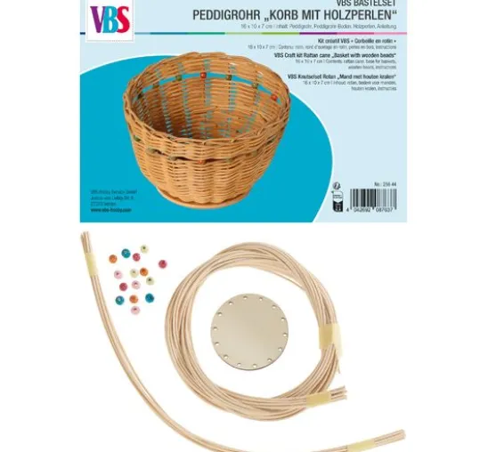 VBS Bastelset Peddigrohr "Korb mit Holzperlen"