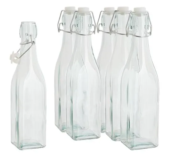 VBS Glasflasche mit Bügelverschluß "Eckig", 500ml, 6 Stück