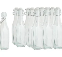 VBS Glasflaschen mit Bügelverschluß "Eckig", 500 ml, 12 Stück