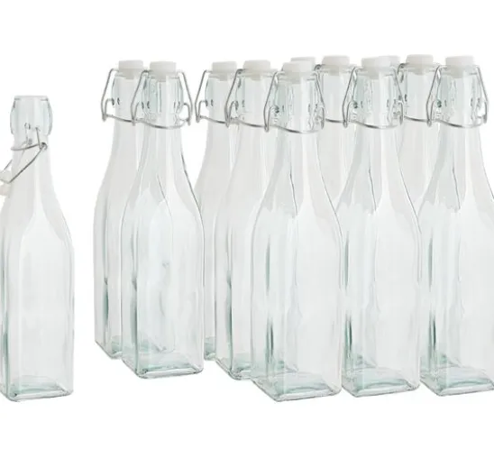 VBS Glasflaschen mit Bügelverschluß "Eckig", 500 ml, 12 Stück