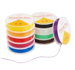 VBS Gummikordeln "Magic Stretch", Bunter Mix, 0,8 mm, 10 Rollen à 5 m