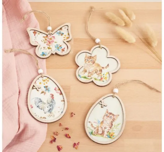 VBS Holz-Anhänger mit Rahmen "Eier", 2er-Set
