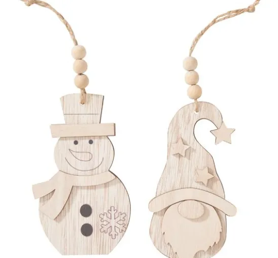 VBS Holz-Anhänger "Wichtel und Schneemann", 2-er Set