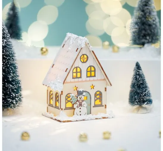 VBS Holzbausatz "Haus mit Schneemann", inkl. LED