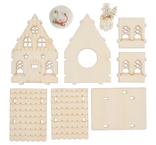 VBS Holzbausatz "Haus mit Schneemann", inkl. LED