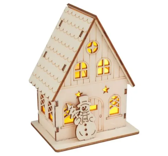 VBS Holzbausatz "Haus mit Schneemann", inkl. LED