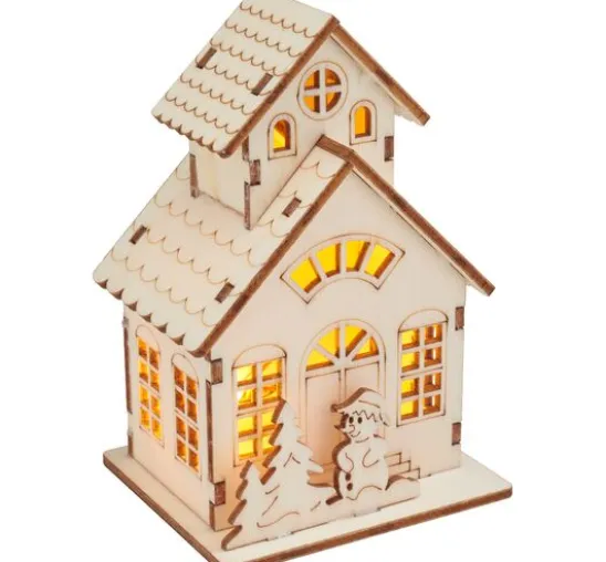 VBS Holzbausatz "Haus mit Turm und Schneemann", inkl. LED