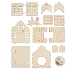 VBS Holzbausatz "Haus mit Turm und Schneemann", inkl. LED