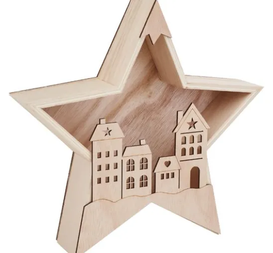 VBS Holzbausatz "Holzstern mit Häuserfront"