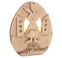 VBS Holz-Ei mit LED "Häsin im Fenster"