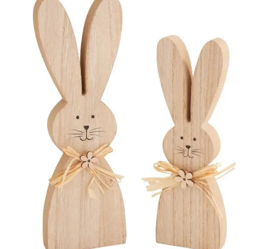VBS Holz-Hasen "Bonni und Blümchen", 2er-Set