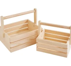 VBS Holzkiste mit Henkel, 2er-Set