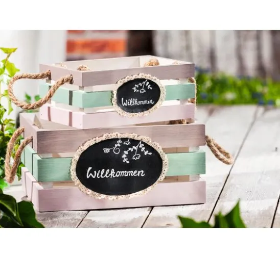 VBS Holzkisten mit Latten, 2er-Set