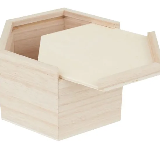 VBS Holz-Kästchen mit Schiebedeckel, 6-eckig