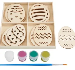 VBS Holzmotive "Eier" mit Farbe und Pinsel