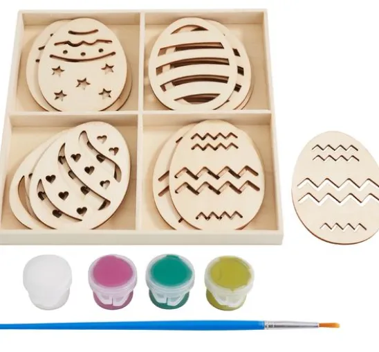 VBS Holzmotive "Eier" mit Farbe und Pinsel