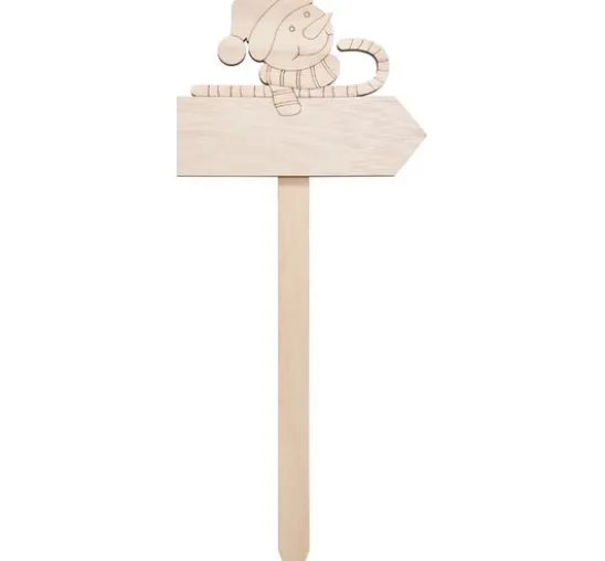 VBS Holz-Stecker mit Schild "Schneemann"