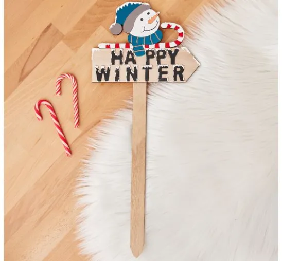 VBS Holz-Stecker mit Schild "Schneemann"