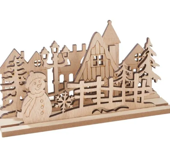 VBS Holz-Steckmotiv "Dorf mit Schneemann"