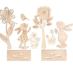 VBS Holz-Steckmotive "Hasenpaar mit Blumen", 2er-Set