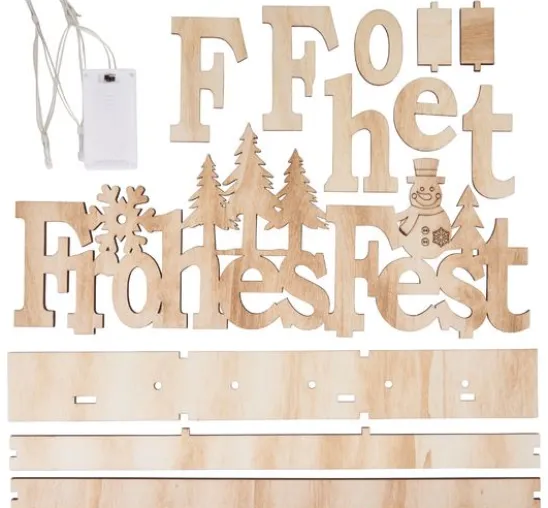 VBS Holz-Steckmotiv "Frohes Fest", mit LED