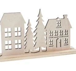 VBS Holz-Steckmotiv "Häuser und Tannen"
