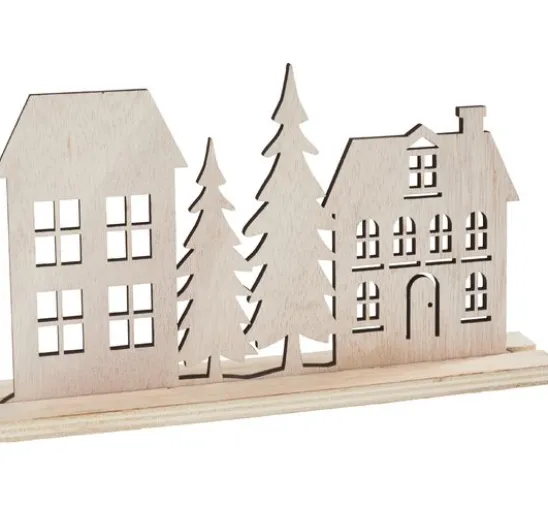 VBS Holz-Steckmotiv "Häuser und Tannen"