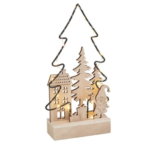 VBS Holz-Steckmotiv "Metalltanne - Lichterglanz", inkl. LED