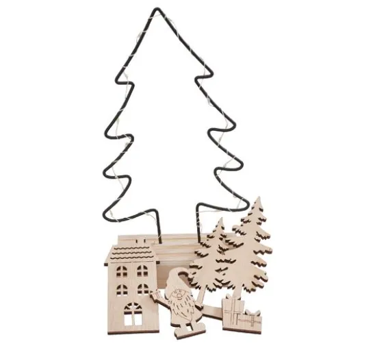 VBS Holz-Steckmotiv "Metalltanne - Lichterglanz", inkl. LED
