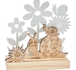 VBS Holzsteckmotiv mit Metallblumen "Schnecken"