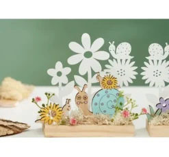 VBS Holzsteckmotiv mit Metallblumen "Schnecken"