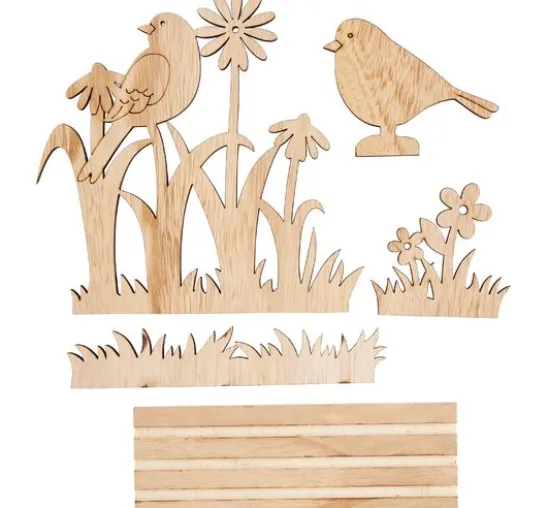 VBS Holz-Steckmotiv "Vögel in der Blumenwiese"