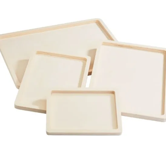 VBS Holz-Tabletts flach, 4er-Set