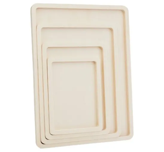 VBS Holz-Tabletts flach, 4er-Set