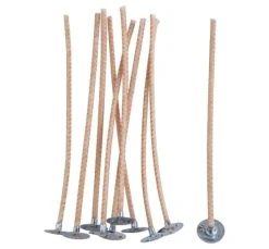 VBS Kerzendocht mit Metallfuß, gewachst, 10 cm