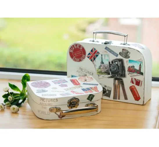 VBS Koffer, 2er-Set, aus cremefarbenem Karton