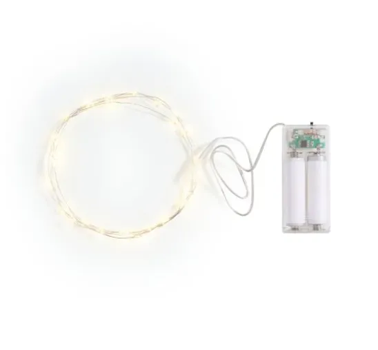 VBS Micro-LED-Lichterkette, mit Timer, silberfarbener Draht, 30 LEDs