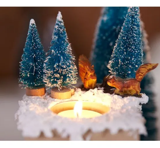 VBS Miniatur Tannenbaum, 16er-Set, beschneit