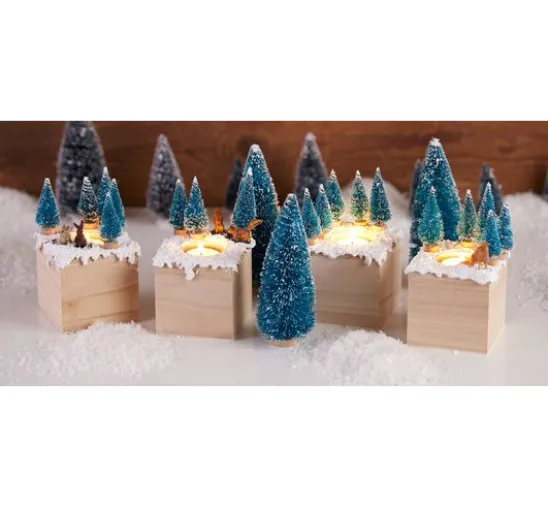VBS Miniatur Tannenbaum, 16er-Set, beschneit