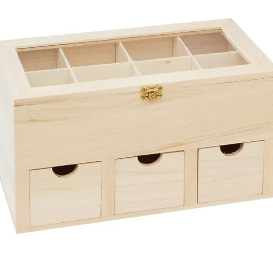 VBS Teebox mit 3 Schüben und Sichtfenster