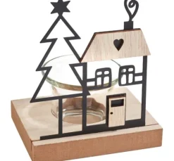 VBS Teelichthalter "Haus & Tanne", inkl. Teelichtglas