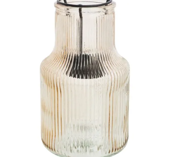 VBS Windlicht-Glas mit Metalleinsatz für Teelicht, Taupe