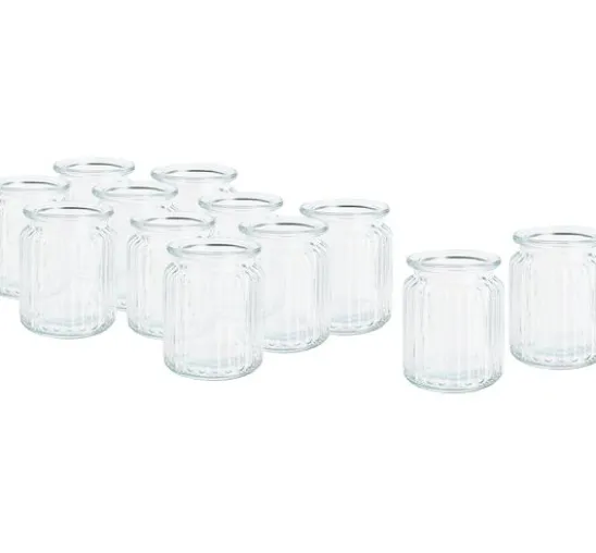 VBS XXL Glaswindlicht-Vase "Grooves", 12 Stück