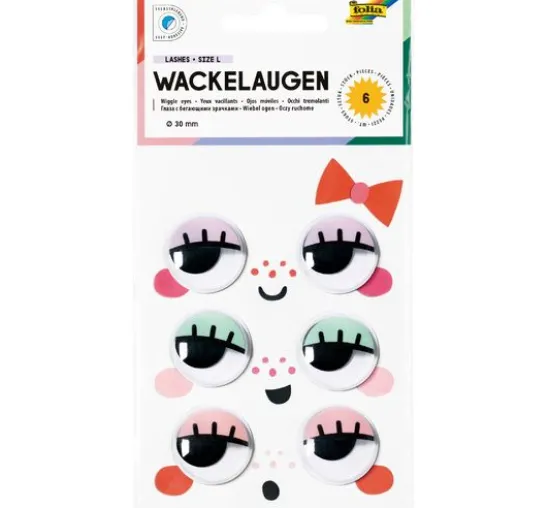 Wackelaugen mit Wimpern, selbstklebend