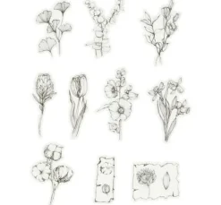 Washi Sticker "Blumen Schwarz/Weiß"