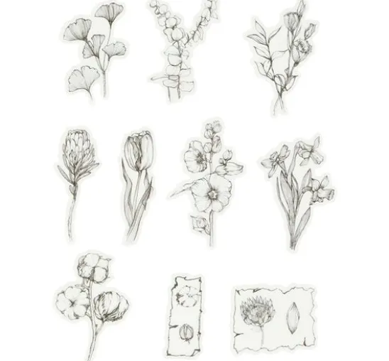 Washi Sticker "Blumen Schwarz/Weiß"