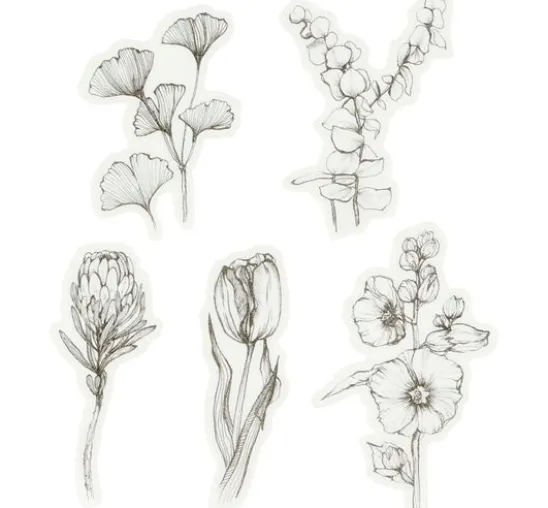 Washi Sticker "Blumen Schwarz/Weiß"