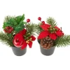 Weihnachtsarrangement mit Tanne im Topf, 2 Stück